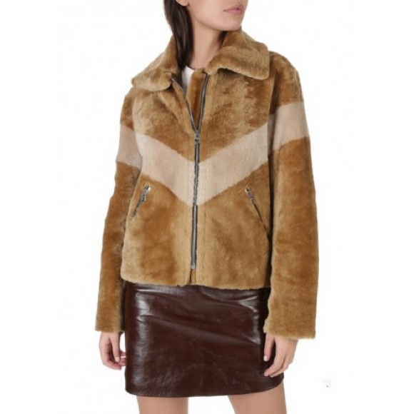 Sandro Cropped Sheepskin Jacket - Picture 5 of 8